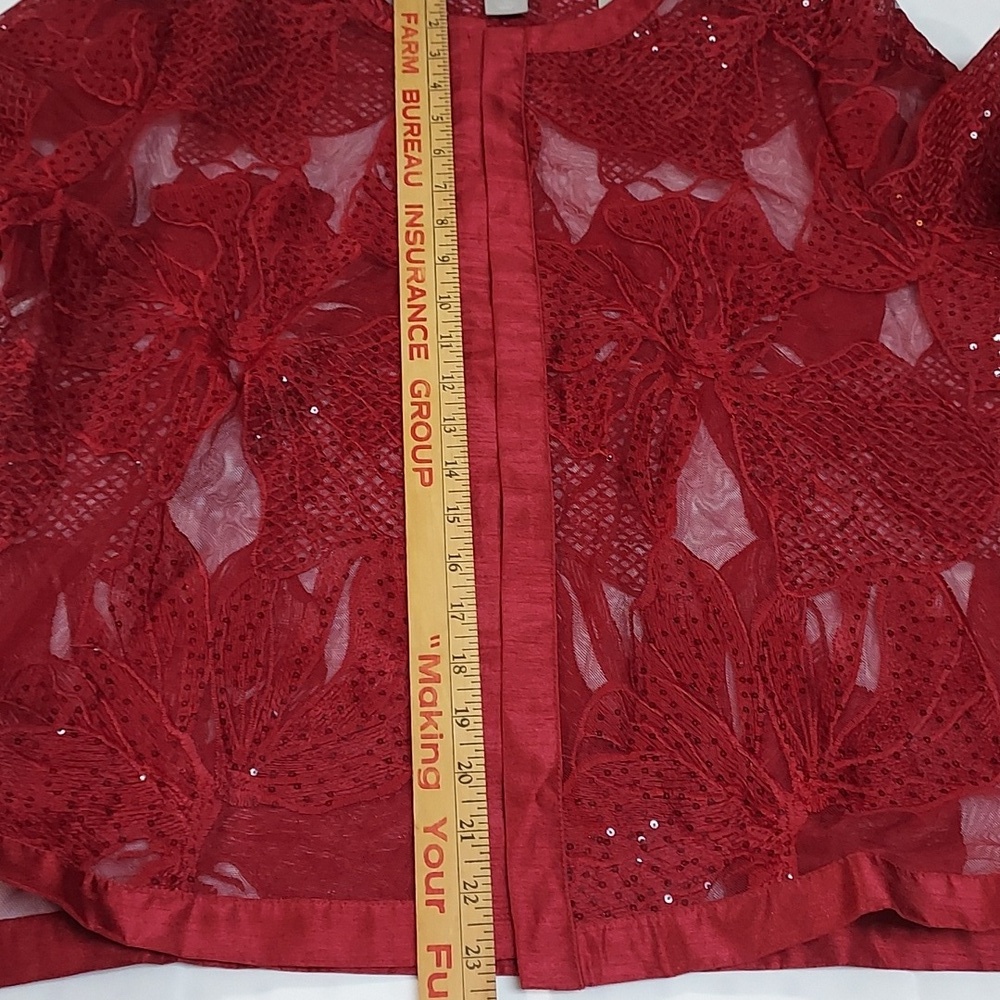 NWT Chicos Travelers Elegant Red Lace Overlay with Dress Cherry Color Sz 2 - Picture 8 of 15